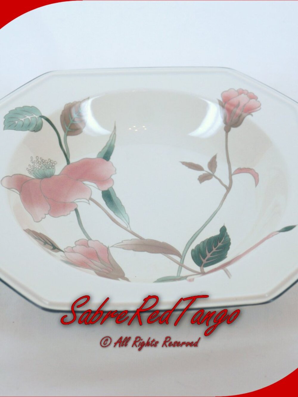 Vintage Mikasa Japan Ceramic Rim Soup Bowl F3003 Silk Flowers